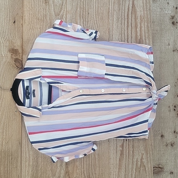 Miss Me Cropped Striped Tie Front Top Size Small - Picture 1 of 6